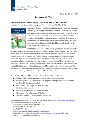 Ankündigung Aktionstag Klimawandel