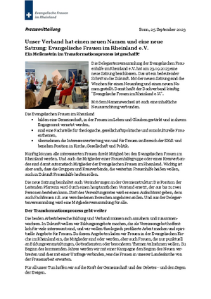 Unser Verband hat einen neuen Namen und eine neue Satzung: Evangelische Frauen im Rheinland e.V.