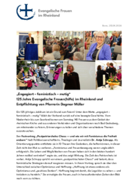 „Engagiert – feministisch – mutig“ 125 Jahre Evangelische Frauen(hilfe) im Rheinland und Entpflichtung von Pfarrerin Dagmar Müller