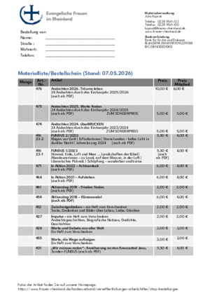 Materialliste/ Bestellschein