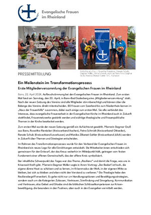 Erste Mitgliederversammlung der Evangelischen Frauen im Rheinland