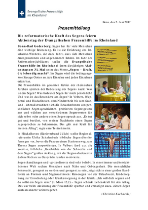 Die reformatorische Kraft des Segens feiern